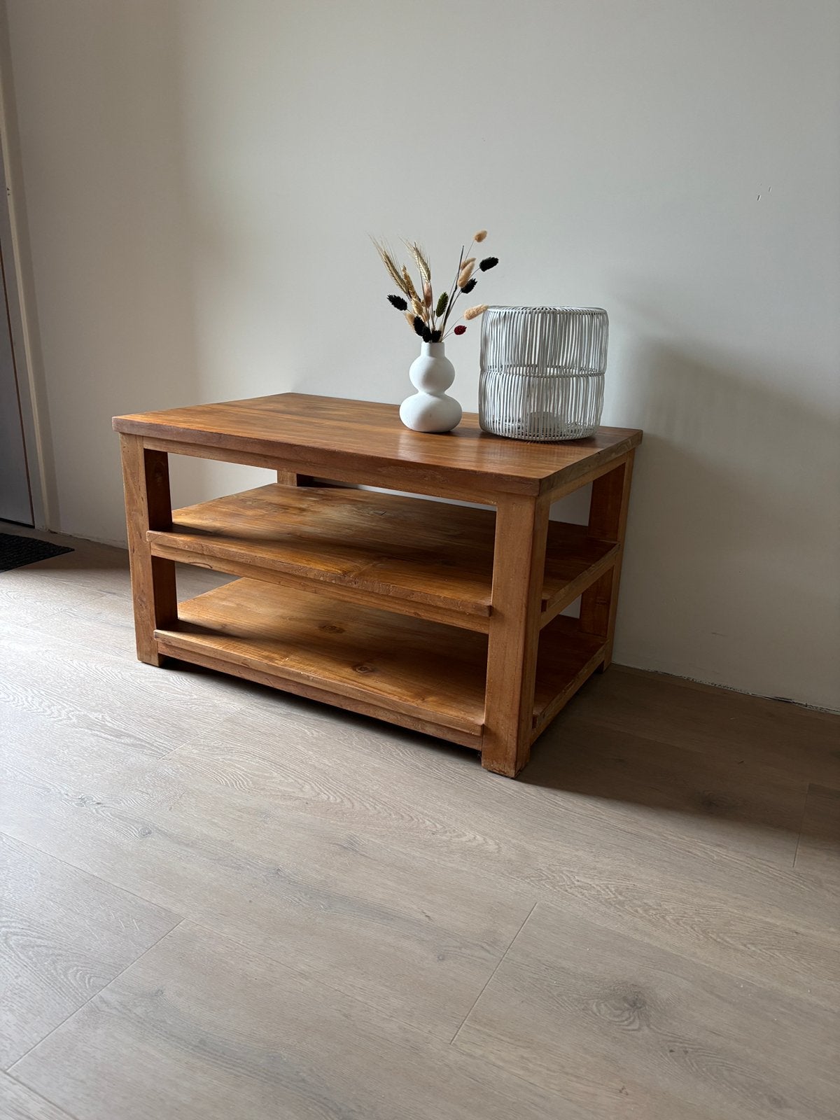 Teak houten tv meubel/bijzettafel, Ophalen, Teakhout, 50 tot 100 cm, Zo goed als nieuw