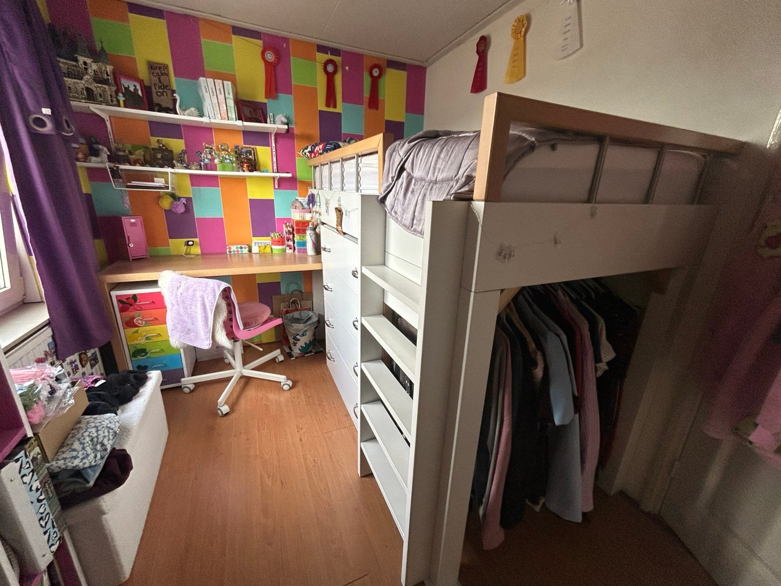 Hoogslaper met bureau, Ophalen, Eenpersoons, Minder dan 160 cm, Zo goed als nieuw