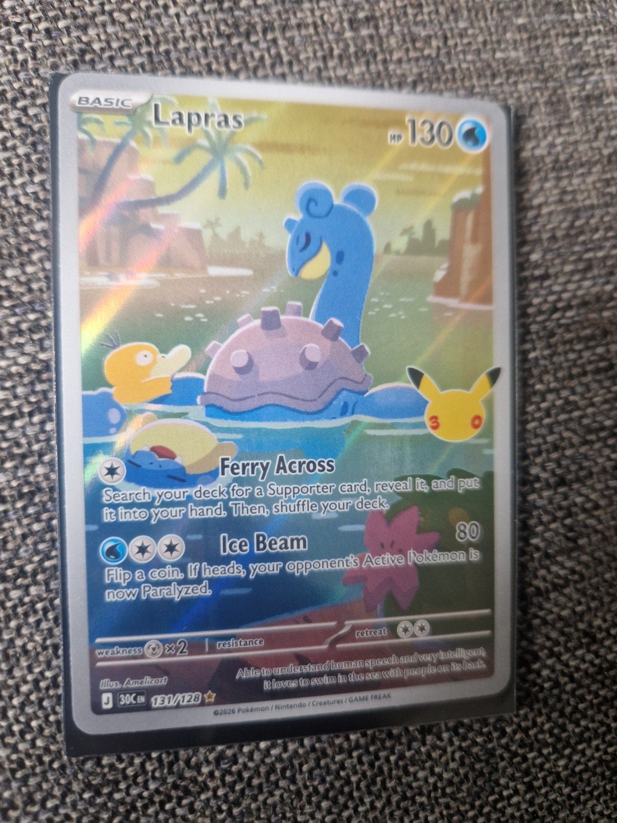 Pokémon Lapras 131/128 Celebrations Full Art Kaart, Hobby en Vrije tijd, Ophalen of Verzenden, Zo goed als nieuw, Losse kaart