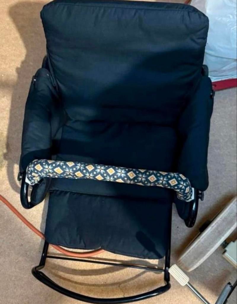 Vintage Kinderwagen met Reiswieg - Blauw/Geel Patroon, Kinderen en Baby's, Kinderwagens en Combinaties, Gebruikt, Met reiswieg