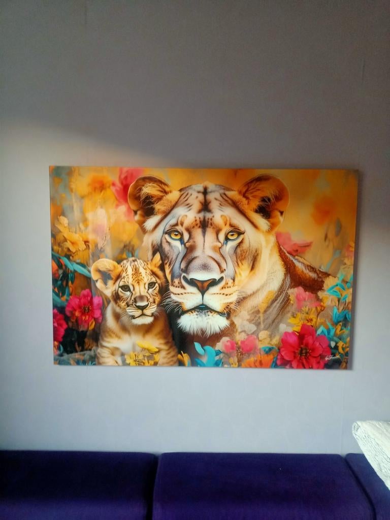 Glas schilderij leeuwen, Ophalen