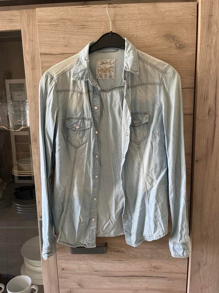 Lichtblauwe Denim Co. spijkerblouse - Maat 34 (XS), Ophalen of Verzenden, Zo goed als nieuw, Maat 34 (XS) of kleiner, Blauw