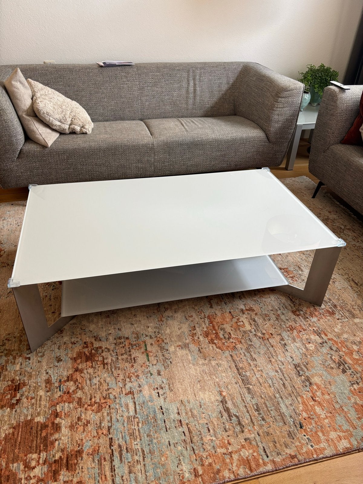 Karat design salontafel SQ + gelijksoortige bijzettafel, Ophalen, Gebruikt, 100 tot 150 cm, 50 tot 100 cm