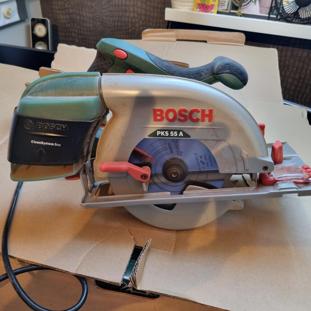 Bosch PKS 55 A Cirkelzaag - 1200W, 55mm zaagdiepte, Ophalen, Gebruikt, Cirkelzaag, 30 tot 70 mm