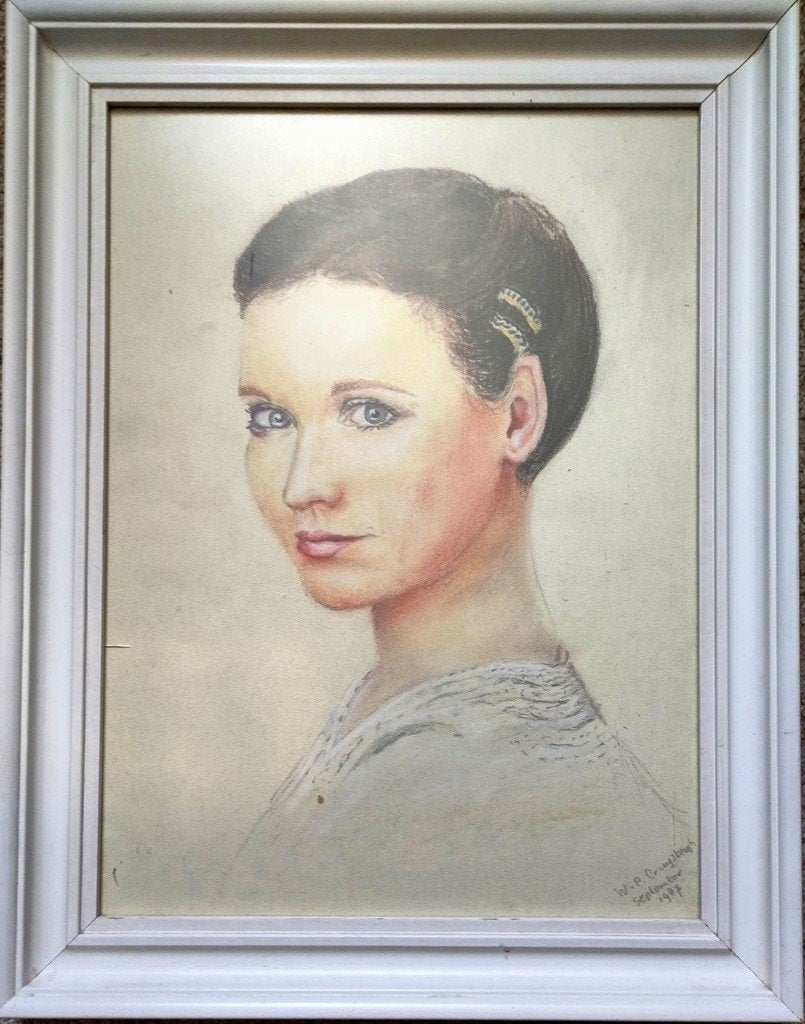 Schilderij jonge brunette, Antiek en Kunst, Kunst | Schilderijen | Klassiek, Portret of Personen, Realistisch, Ophalen of Verzenden
