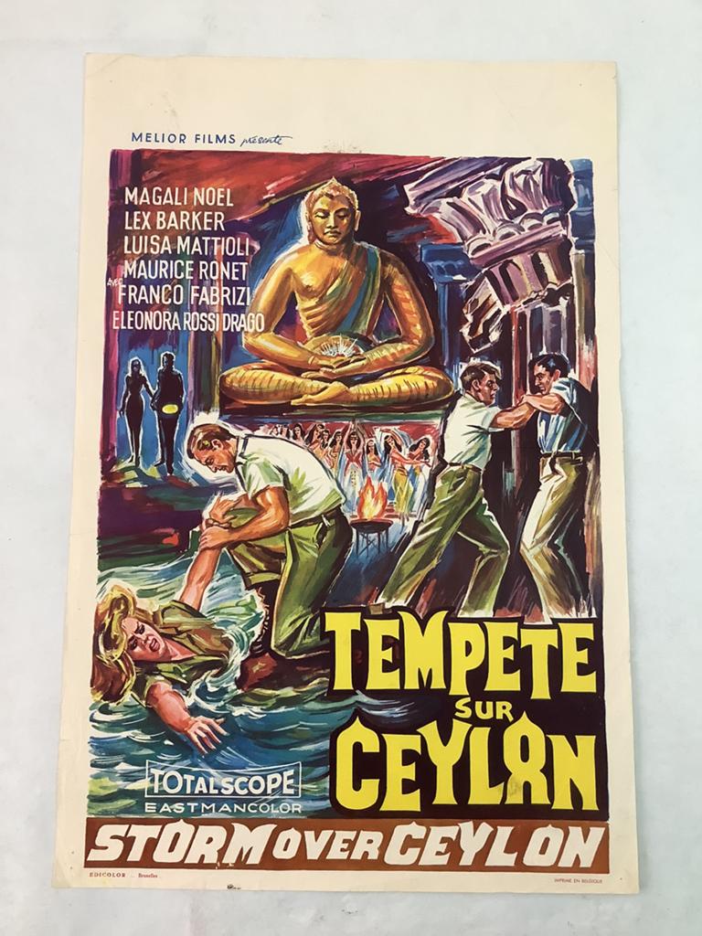 STORM OVER CEYLON  filmposter  36-54 cm   Used, Ophalen of Verzenden, Zo goed als nieuw, A1 t/m A3, Film en Tv