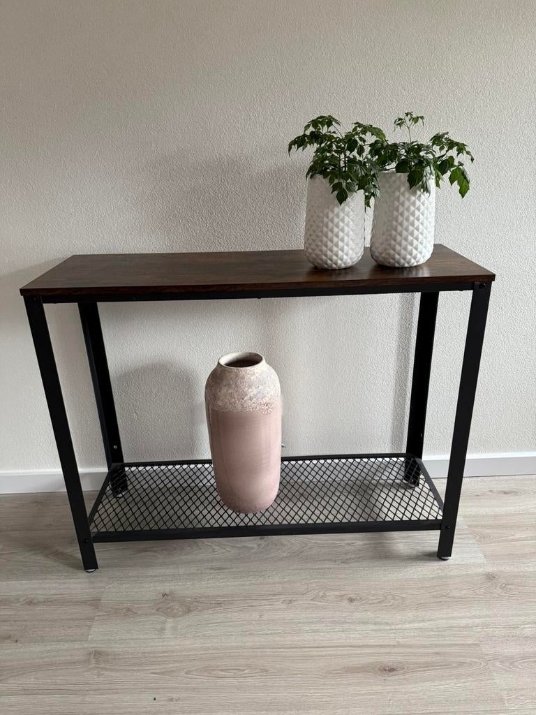 Mooie nette sidetable. Bruin met metaal., Ophalen, 100 tot 150 cm, Zo goed als nieuw, Metaal