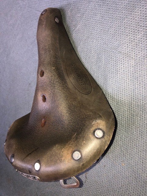 Brooks fietszadel , met dubbele vering . mooie vintage look, Fietsen en Brommers, Fietsonderdelen, Gebruikt, Leer, Ophalen of Verzenden