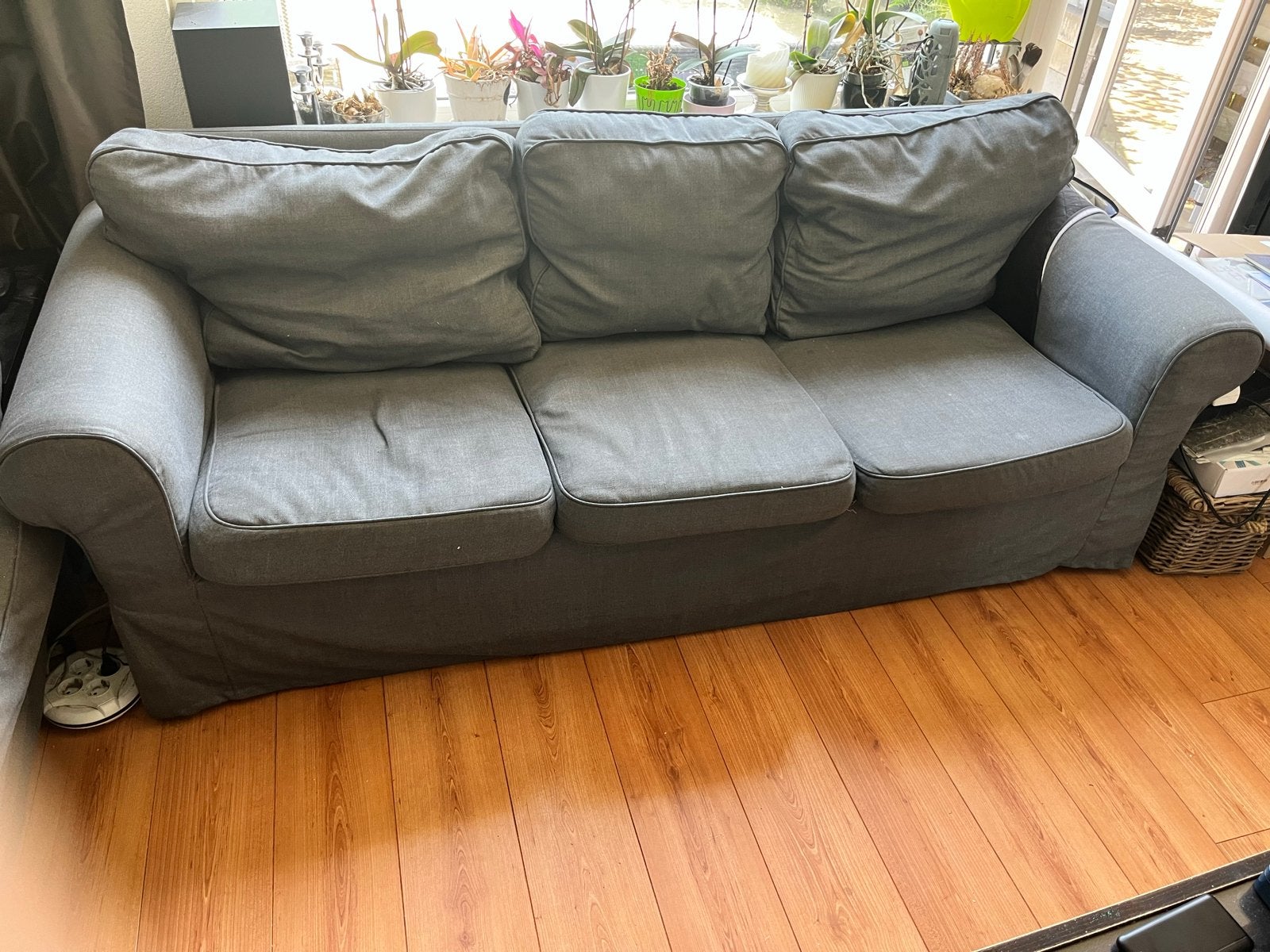 Ikea Ektorp 3-zitsbank en 2-zitsbank - Grijs, Ophalen, Gebruikt, Driepersoons, 75 tot 100 cm