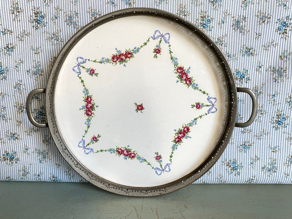 Art deco dienblad porselein-metaal, rond, Antiek, Germany, Ophalen of Verzenden