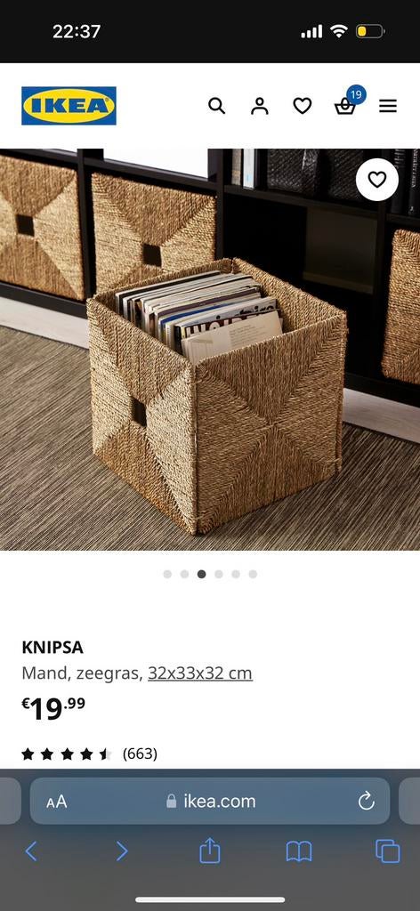 4x Ikea KNIPSA Opbergmanden, Ophalen of Verzenden, Zo goed als nieuw, 50 tot 100 cm, Minder dan 50 cm