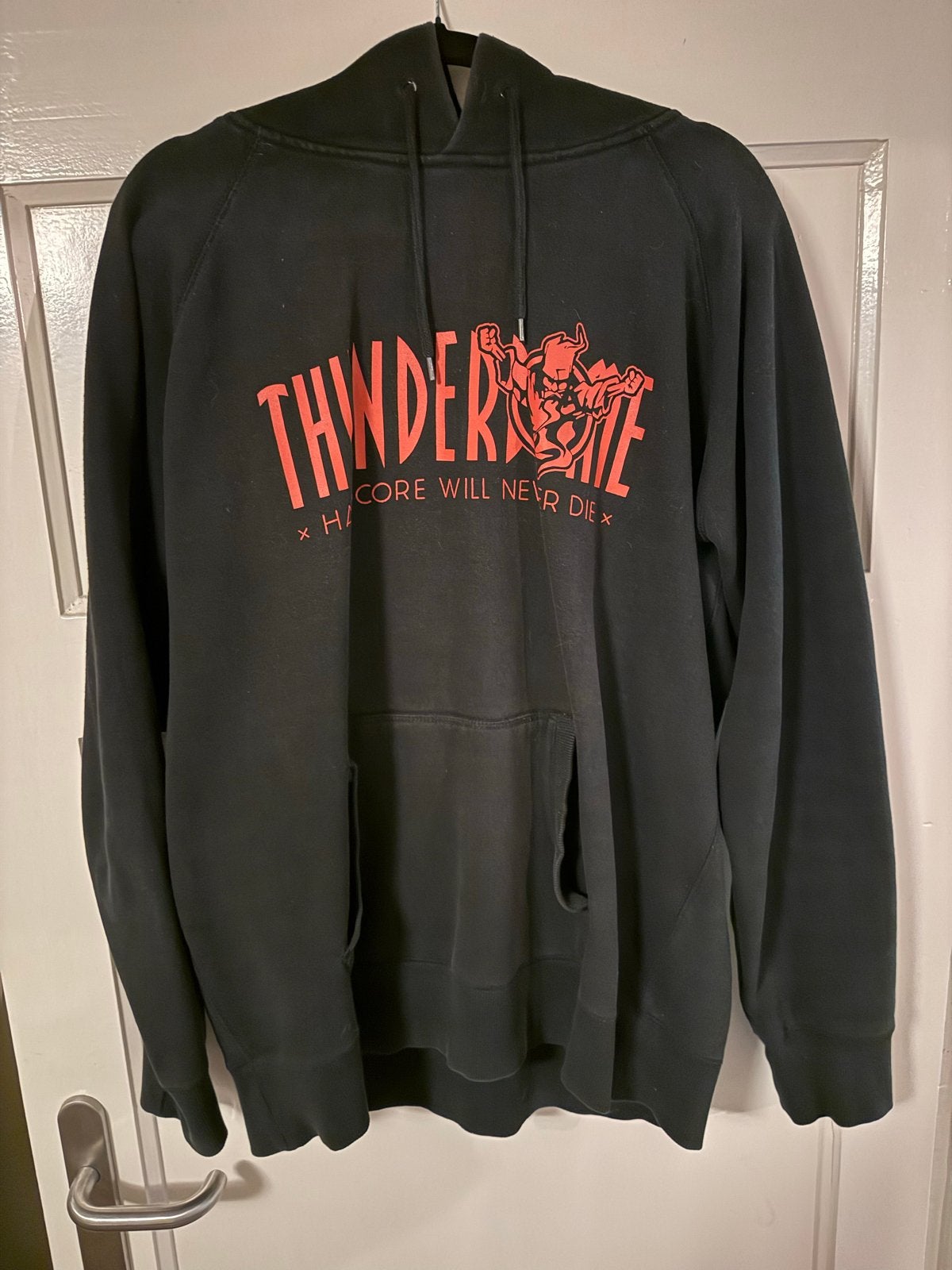 Thunderdome Trui - Collectors Item - Hardcore Will Never Die, Ophalen of Verzenden, Gedragen, Maat 52/54 (L), Zwart