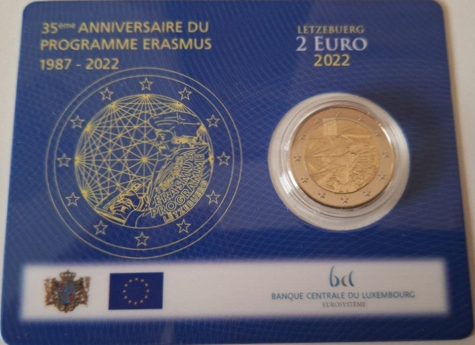 Luxemburg coincard 2022 - 35 jaar Erasmusprogramma - BU, Verzenden, Luxemburg, 2 euro, Setje