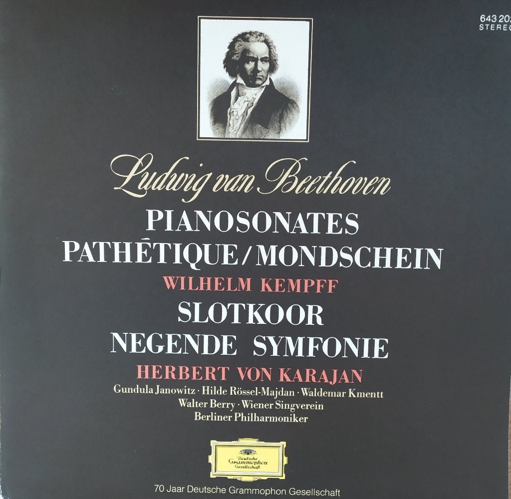 lp Ludwig van Beethoven Pianosonates/Slotkoor 9e symfonie, Gebruikt, Ophalen of Verzenden, Inclusief boekje, Orkest of Ballet