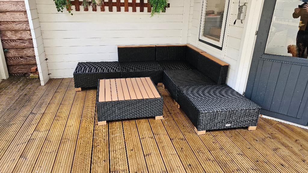 Luxe 6-delige Loungeset – Poly Rattan Incl. BETERE kussens!, Tuin en Terras, Ophalen, 6 zitplaatsen, Zo goed als nieuw, Loungeset