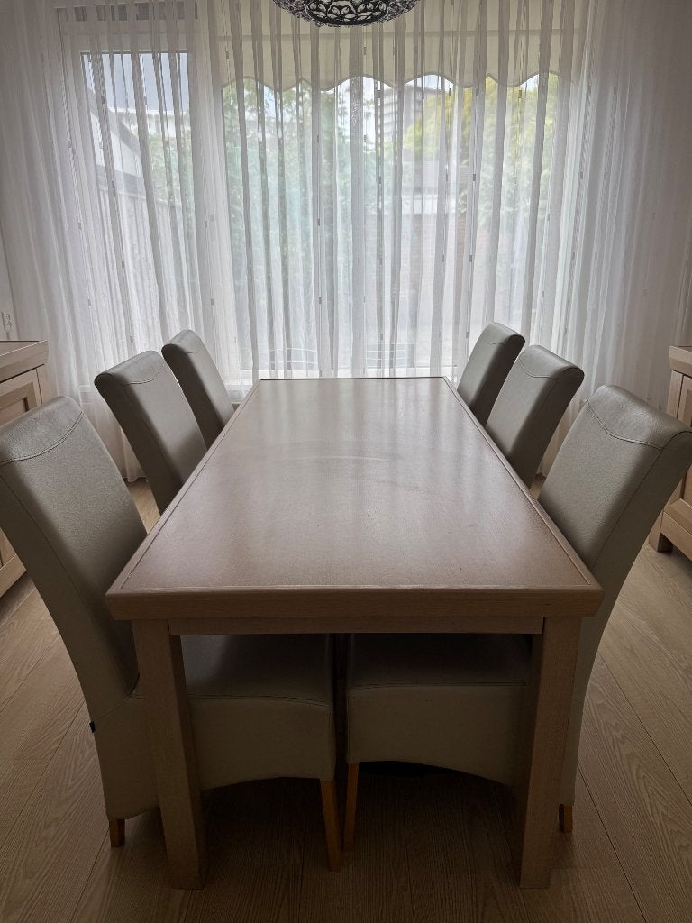 Eettafel met 6 stoelen te koop, Huis en Inrichting, Ophalen, Gebruikt, Eikenhout, 50 tot 100 cm