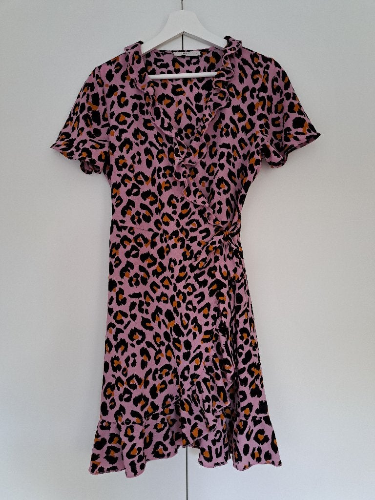Mooi roze jurkje met panterprint maat XS / 34 merk Pigalle, Pigalle, Ophalen of Verzenden, Zo goed als nieuw, Roze