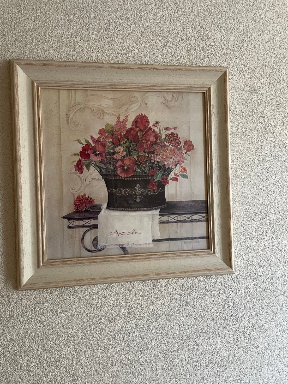 Schilderij met bloemen in lijst - 50x50cm, Klassiek, Print, Papier, Ingelijst