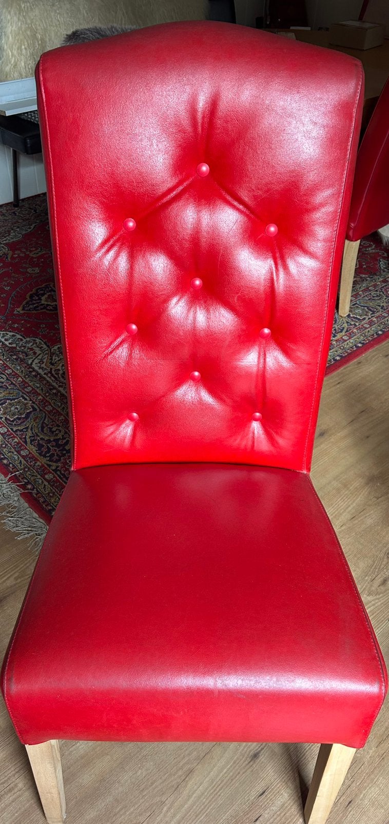 leren rode eetkamerstoelen, Ophalen, Gebruikt, Leer, Vier