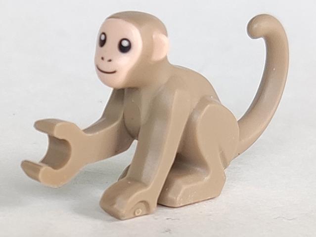 Lego Dark Tan Monkey with Molded Light Nougat Face and Ears, Gebruikt, Overige thema's, Lego, Overige typen