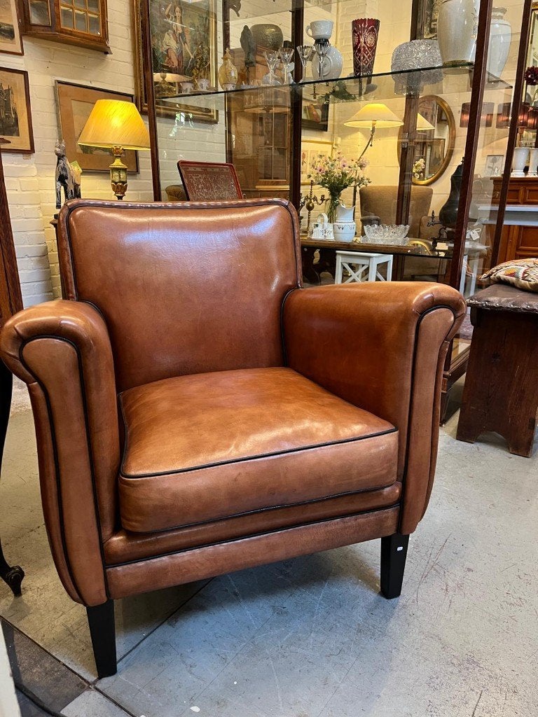 24) Mooie schapen leren fauteuil., Ophalen, ., Minder dan 75 cm, Zo goed als nieuw