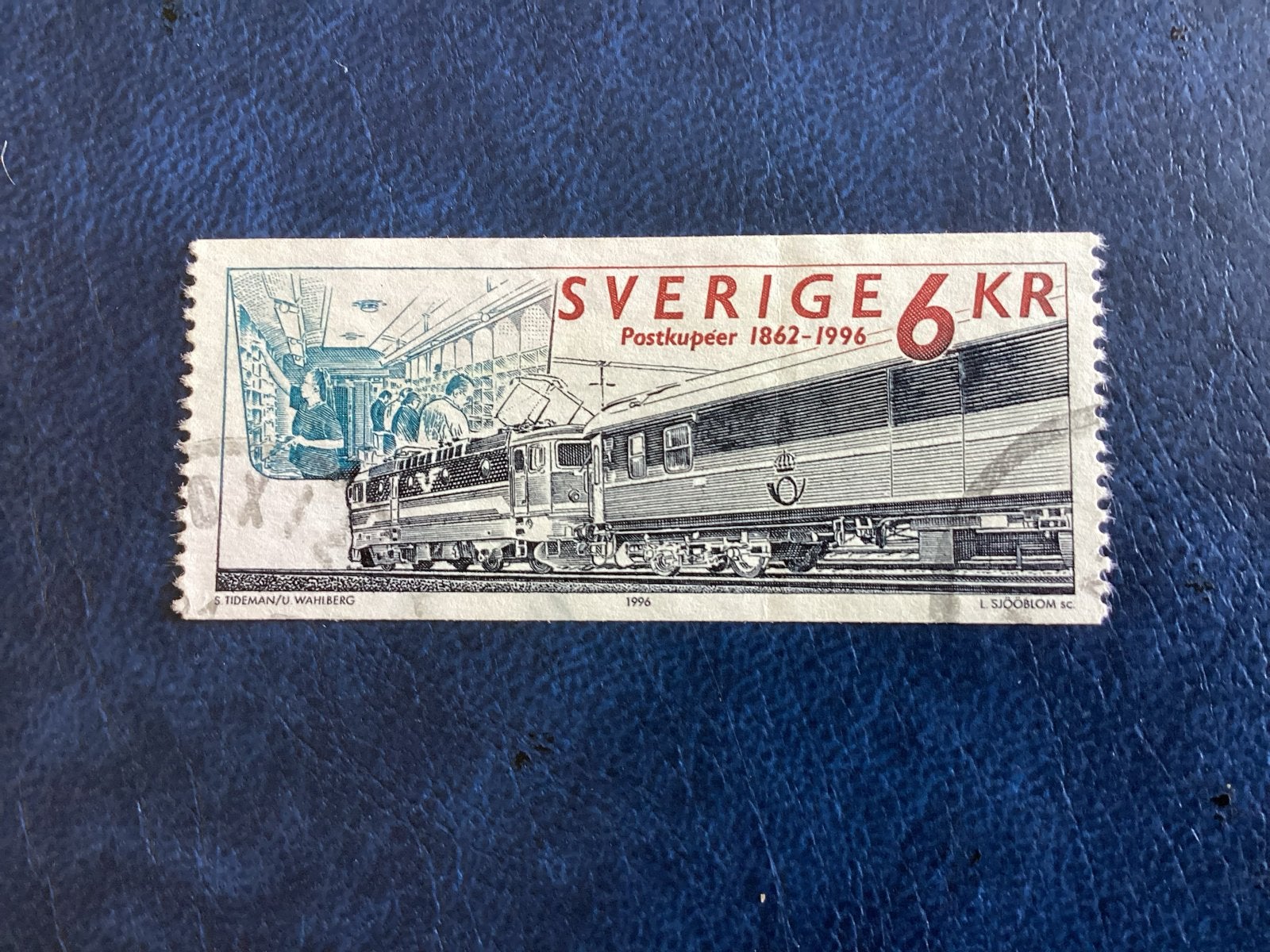 Zweden 1996- Mi.1932- Trein Postkupeer 1862-1996, Ophalen of Verzenden, Gebruikt, Trein, Kaart of Prent