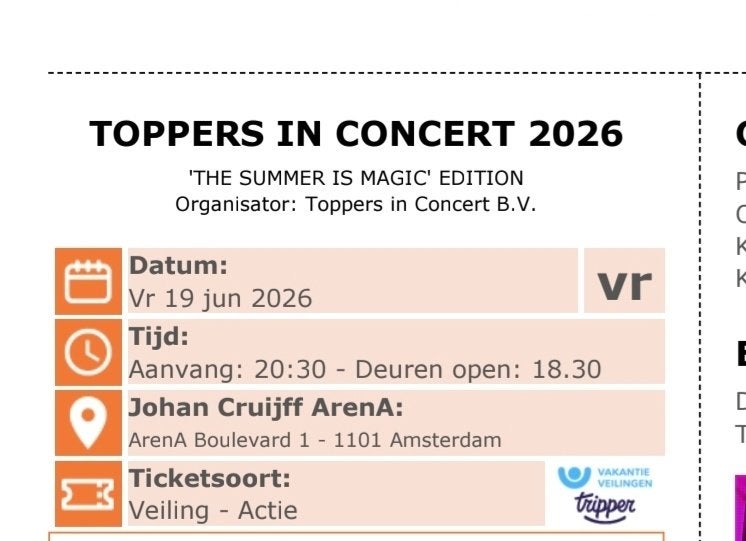Toppers 2026 kaartjes, Tickets en Kaartjes, Twee personen, Juni, Levenslied