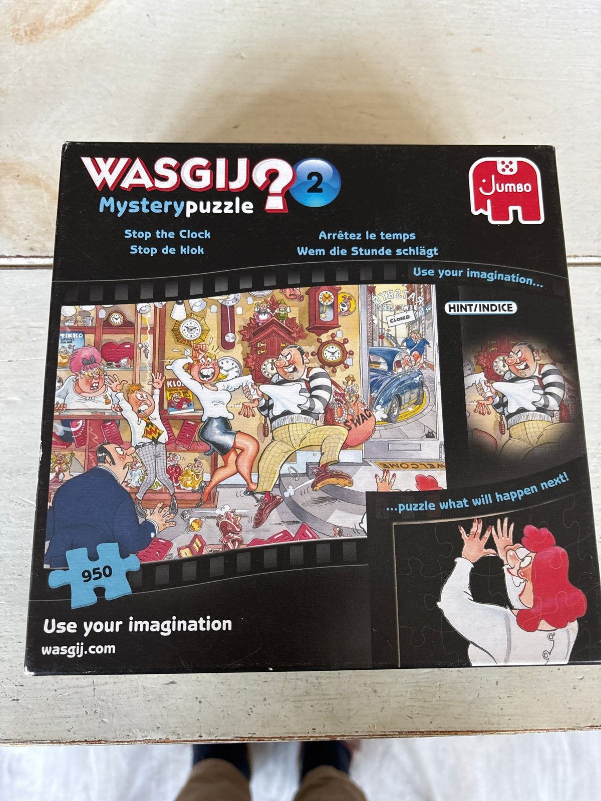 Wasgij Mysterypuzzel 2: Stop de Klok (950 stukjes), Ophalen of Verzenden, 500 t/m 1500 stukjes, Gebruikt, Legpuzzel