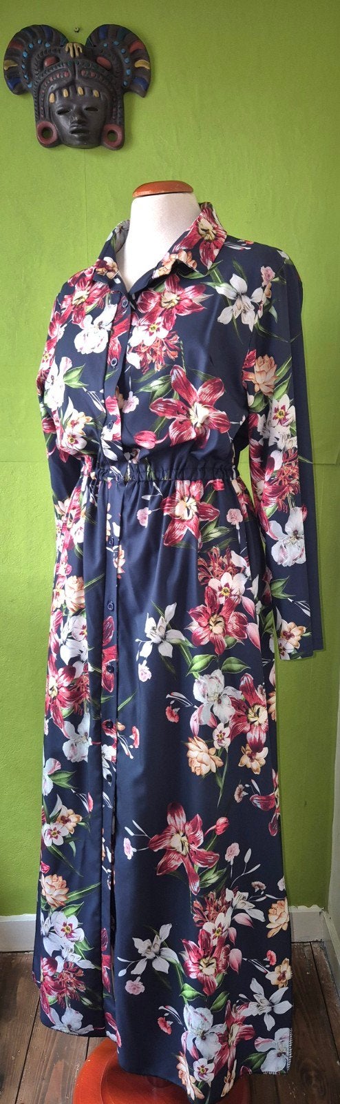 Terra di Siena Bloemen Maxi Jurk Maat M, Kleding | Dames, Maat 38/40 (M), Terra di Siena, Meerkleurig, Ophalen of Verzenden