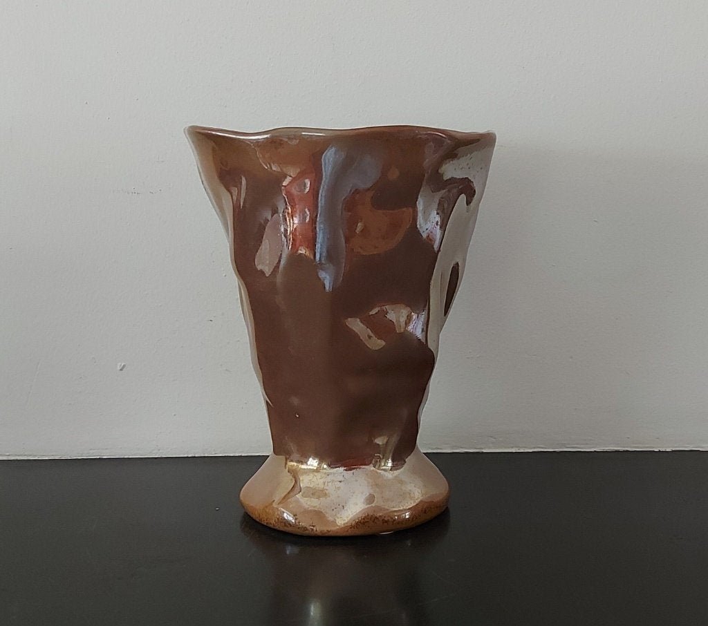Des Pots keramiek goudkleurige vaas, Ophalen of Verzenden, Zo goed als nieuw, Goud, Steen/keramiek