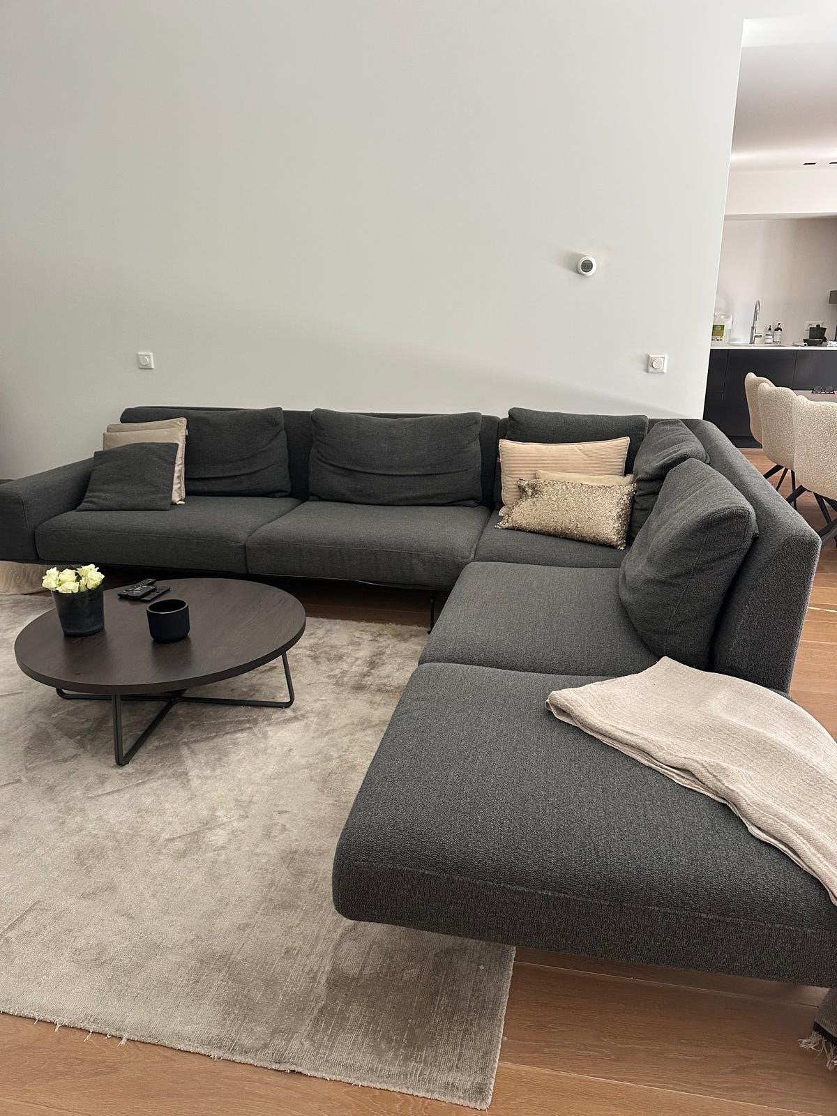 Luxe comfortabele antraciet grijze hoekbank, Ophalen, Gebruikt, Hoekbank, 300 cm of meer