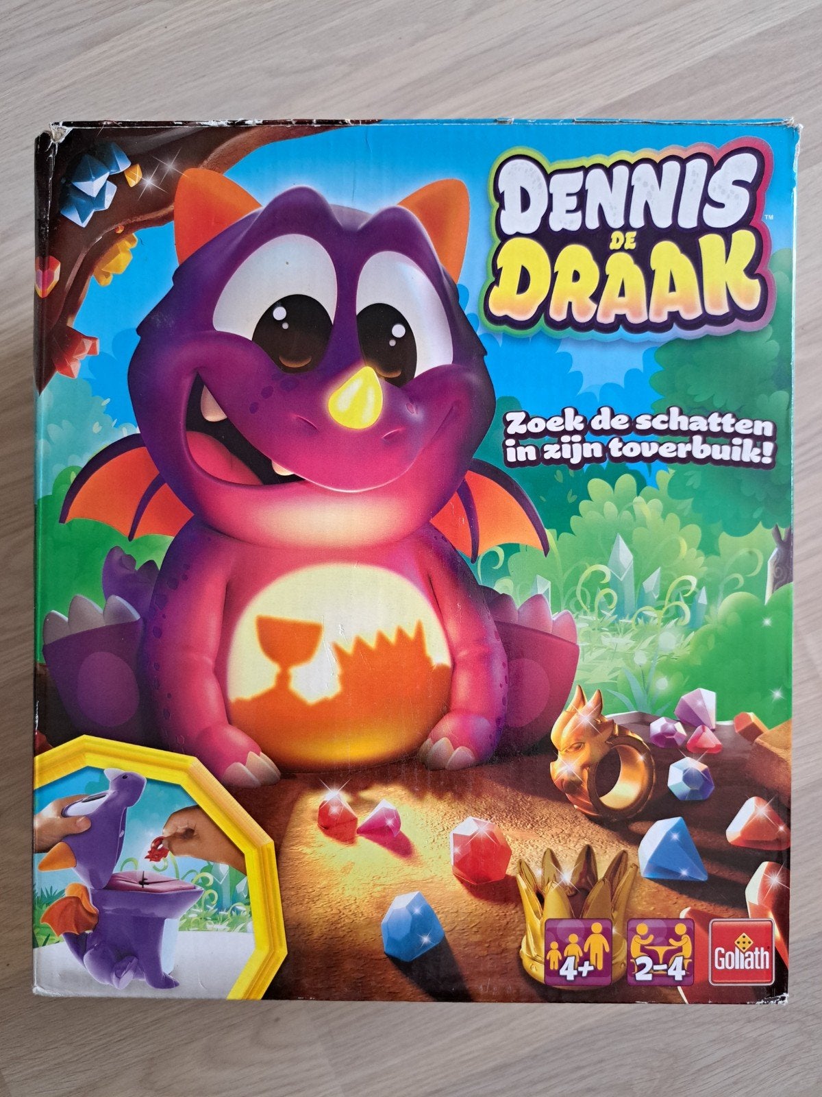 Dennis de Draak spel - Zoek de schatten in zijn buik!, Drie of vier spelers, Ophalen of Verzenden, Gebruikt, Goliath
