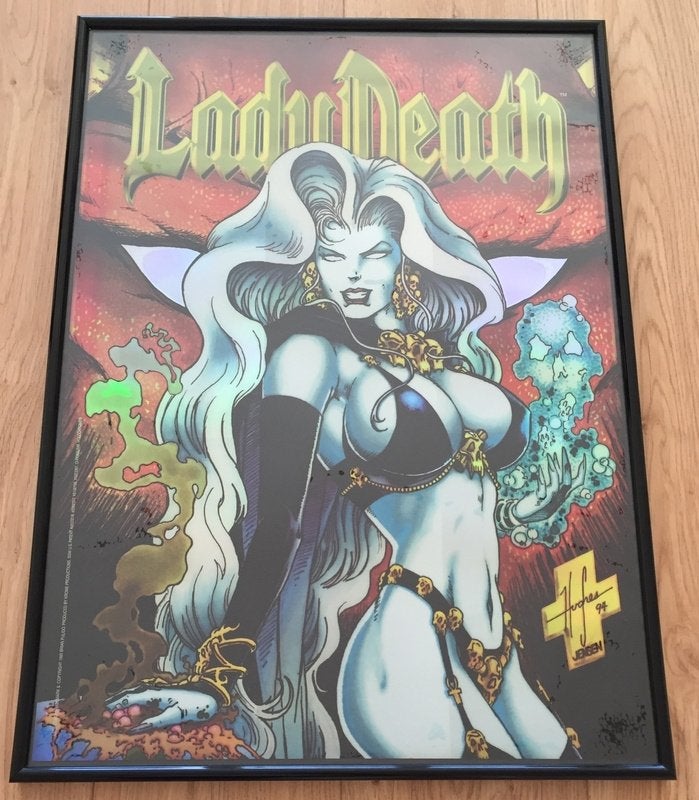 Lady Death Holo-Chromium poster met lijst, Ophalen, Rechthoekig Staand, Met lijst, Zo goed als nieuw