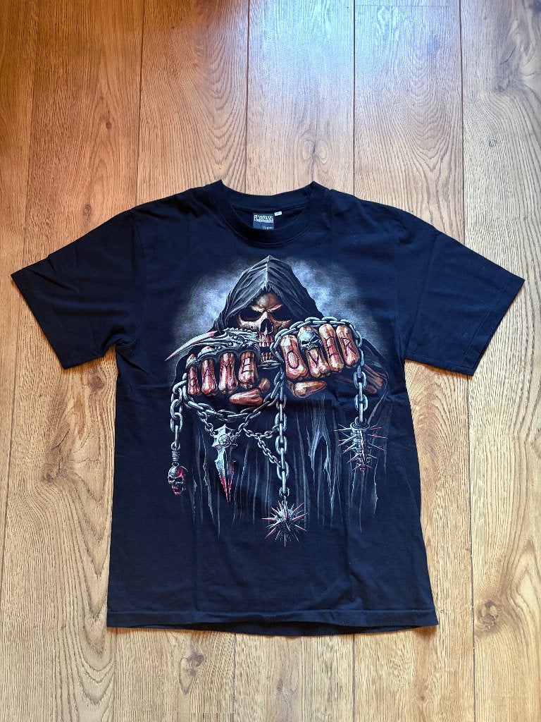 Vintage Flybeans 'Game Over' T-Shirt mt L., Maat 52/54 (L), Zwart, Ophalen of Verzenden, Zo goed als nieuw