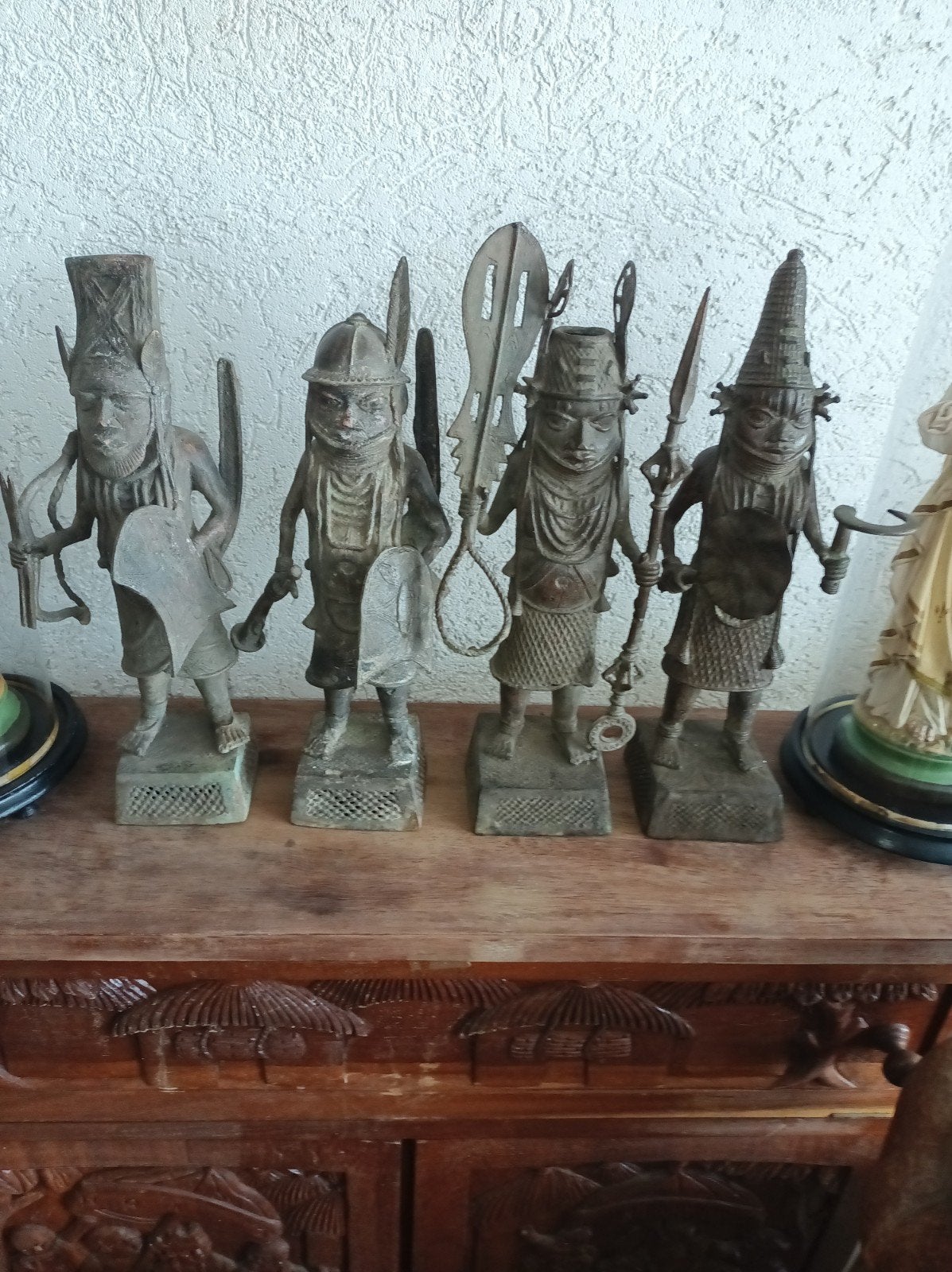 Set van 4 bronzen Afrikaanse beelden, Antiek en Kunst, Ophalen of Verzenden