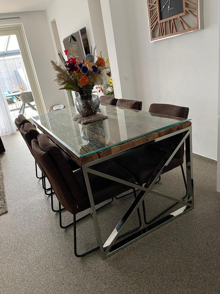 Eettafel incl stoelen, Ophalen of Verzenden, Zo goed als nieuw, Rechthoekig, 50 tot 100 cm