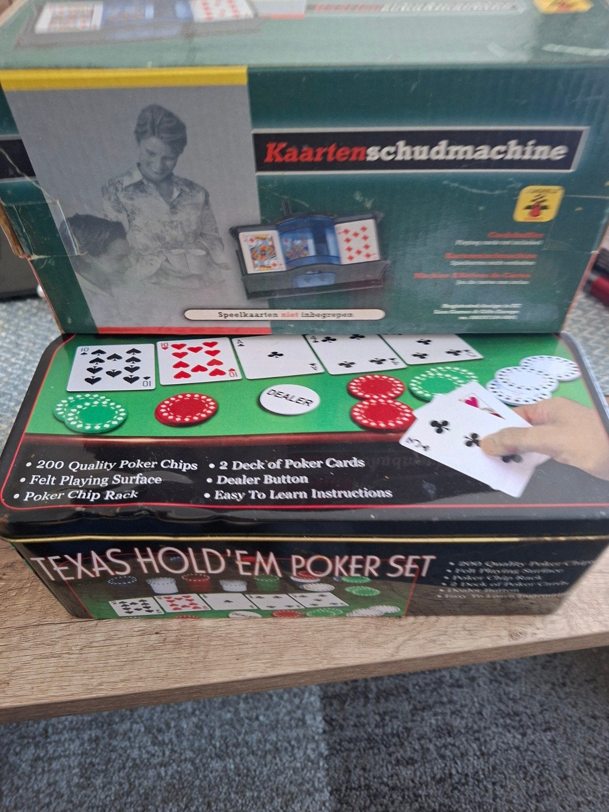 Texas Hold'em Pokerset met Kaartenschudmachine, Ophalen of Verzenden