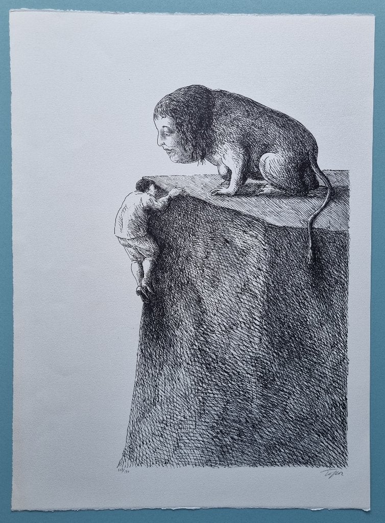 Roland Topor Litho, Entête / Prent 190, Antiek en Kunst, Kunst | Litho's en Zeefdrukken, Personages en Fantasiefiguren, Gesigneerd