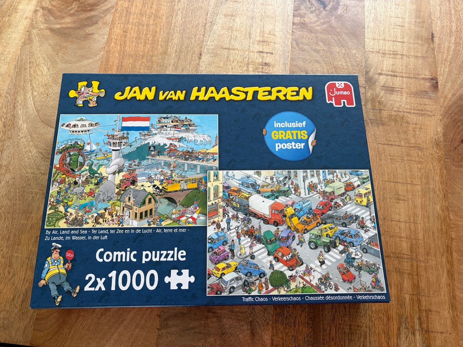 Jan van Haasteren Puzzel 2x1000 Verkeerschaos, Ophalen, 500 t/m 1500 stukjes, Gebruikt, Legpuzzel
