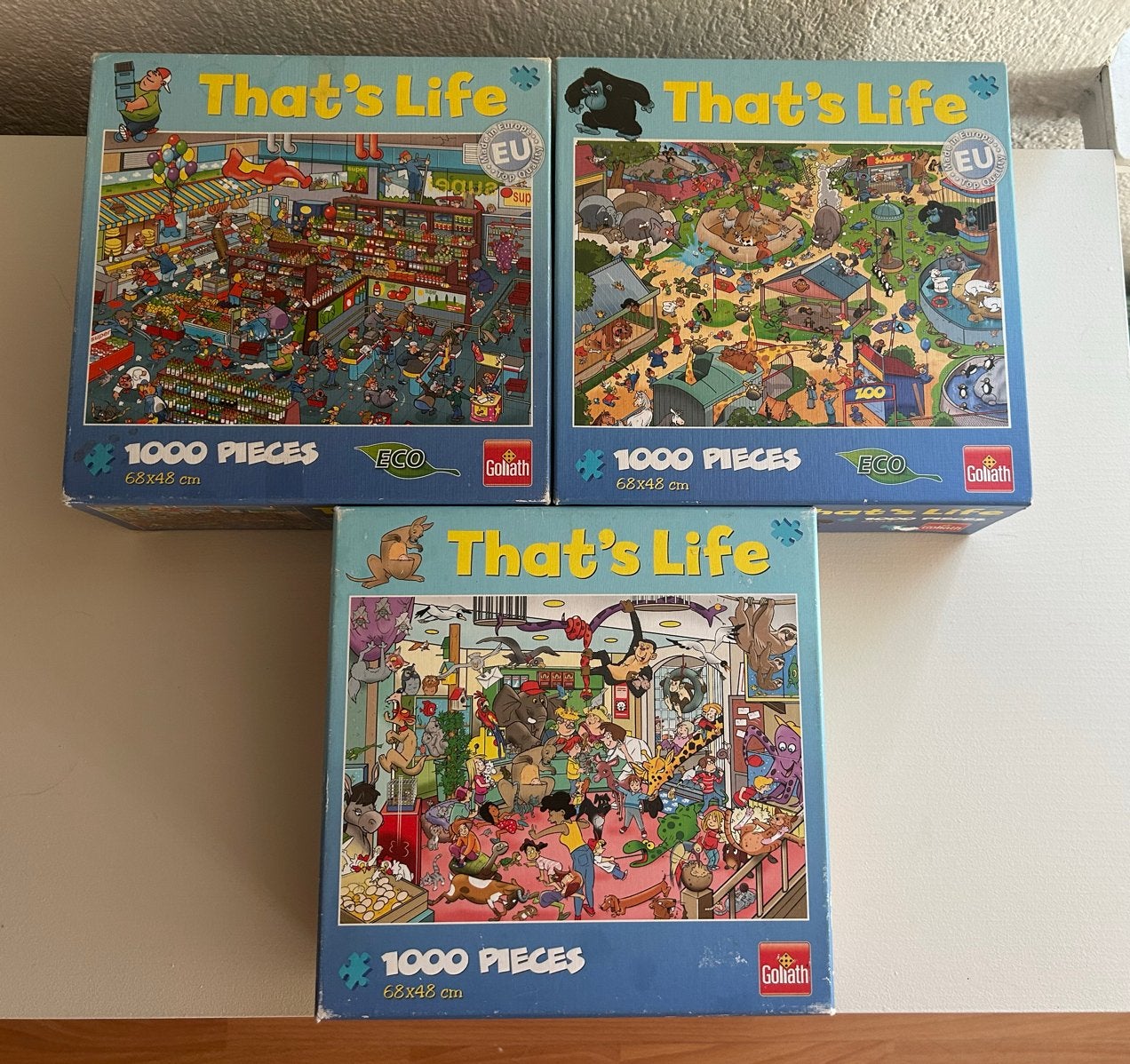 3x Goliath That's Life Puzzels 1000 stukjes, Hobby en Vrije tijd, Denksport en Puzzels, Ophalen of Verzenden, 500 t/m 1500 stukjes