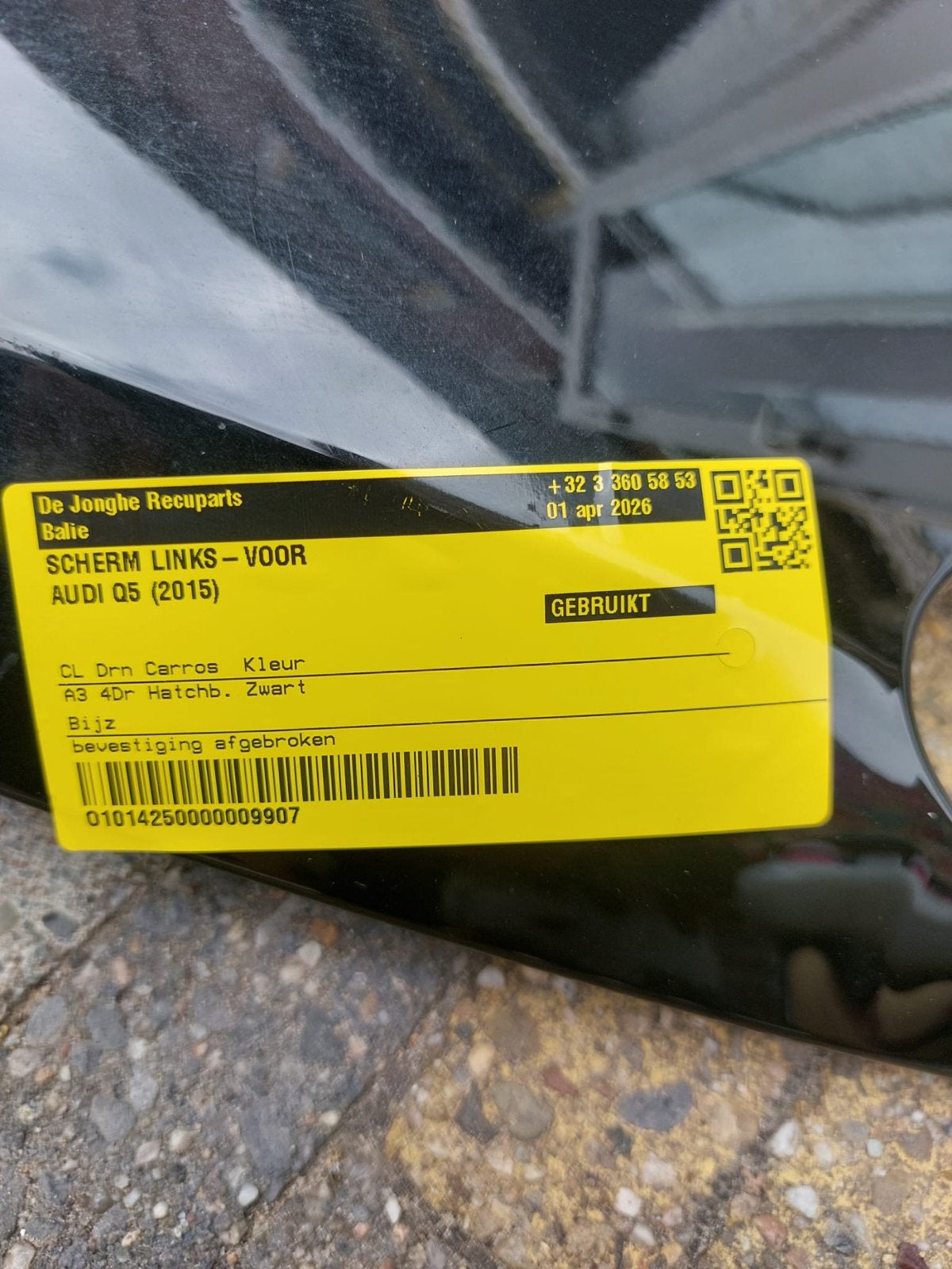 Spatbord links-voor Audi Q5 (2015) Zwart - nieuwe, Gebruikt, Voor, Spatbord, Audi