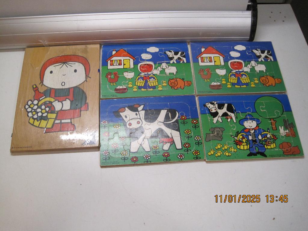 oude houten puzzels dick bruna (328), Kinderen en Baby's, Speelgoed | Kinderpuzzels, Gebruikt, 6 maanden tot 2 jaar, Minder dan 10 stukjes