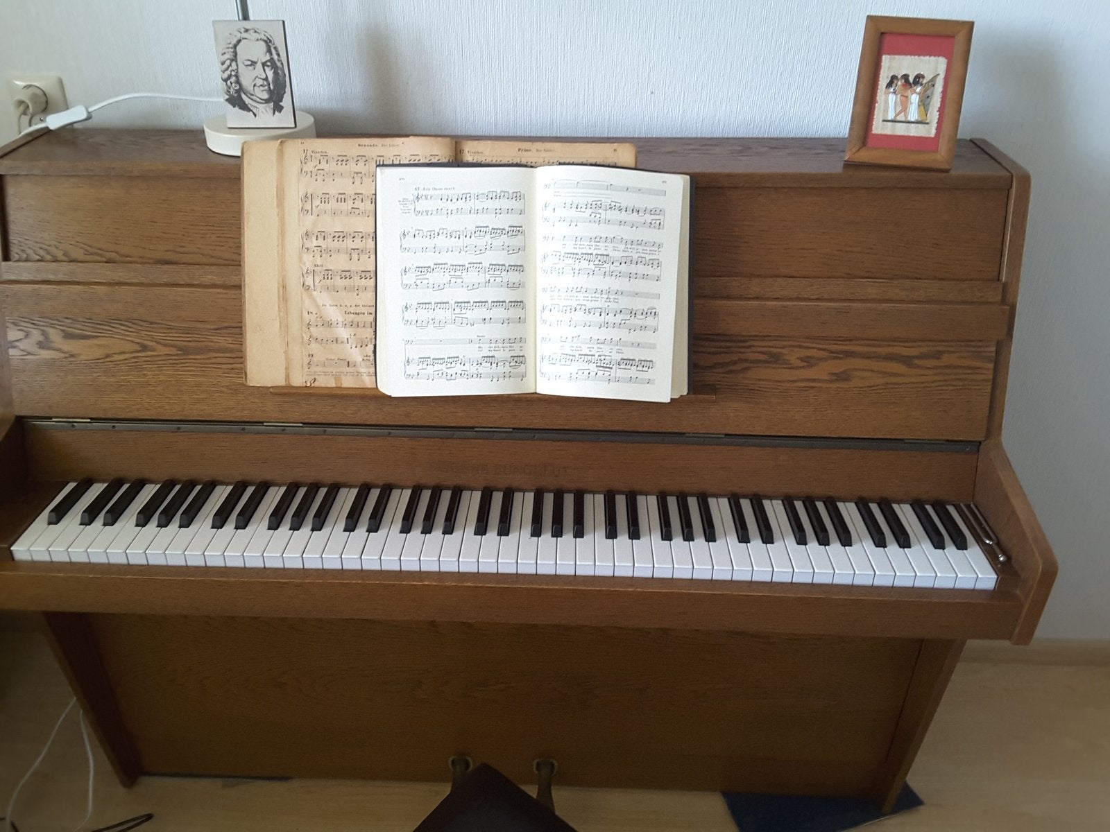 Mooie engelse piano Rogers Eungblut, Ophalen, Gebruikt, Bruin, Piano