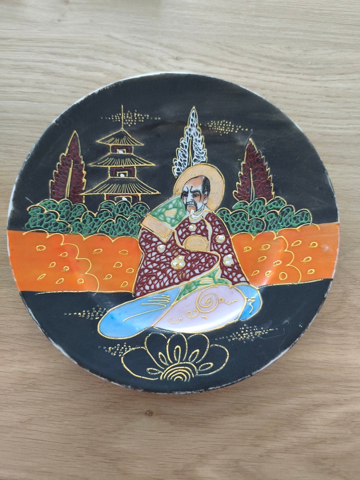 Vintage Japans porseleinen sierbordje / schoteltje met handg, Antiek en Kunst, Antiek | Porselein, Ophalen of Verzenden