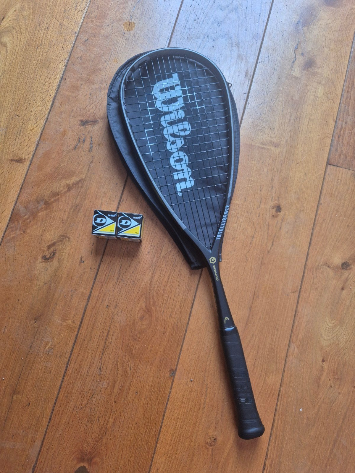 Head Intelligence Squash Racket met hoes en ballen, Ophalen of Verzenden, Gebruikt, Racket, Met hoes