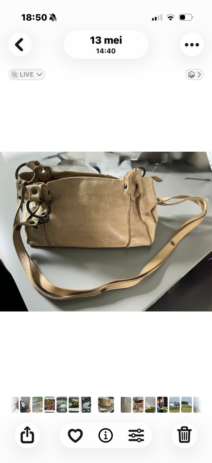 Te koop beige dames schoudertas  Fred de la Bretoniere, Ophalen of Verzenden, Gebruikt, Beige, Schoudertasje