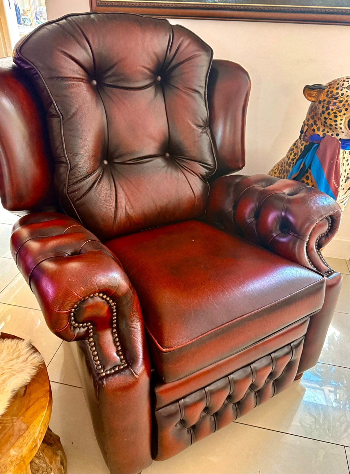 Chesterfield fauteuil, Ophalen, Zo goed als nieuw, 75 tot 100 cm