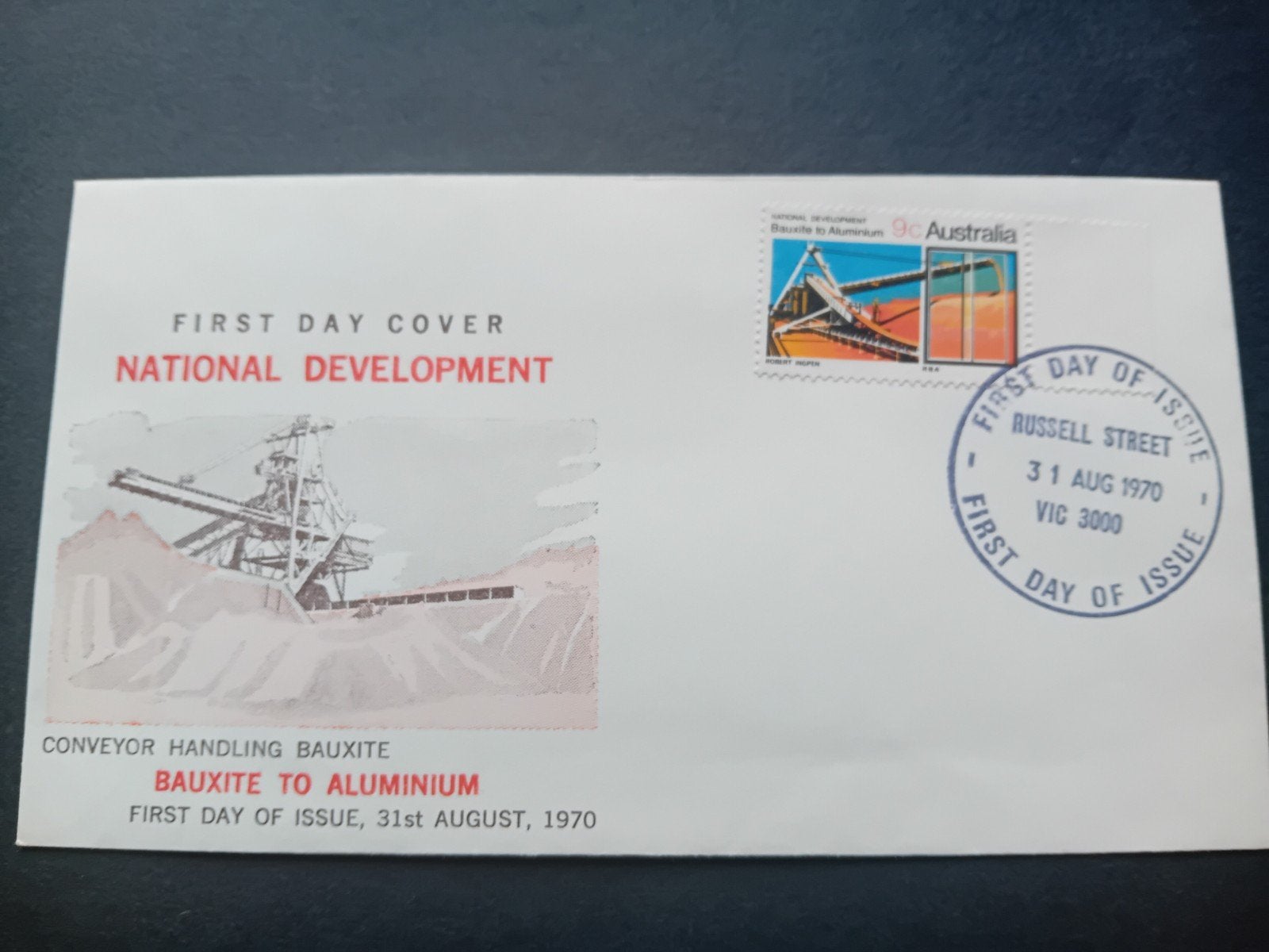 Australische Eerste Dag Cover - Bauxiet naar Aluminium 1970, Postzegels en Munten, Ophalen of Verzenden, Nederland