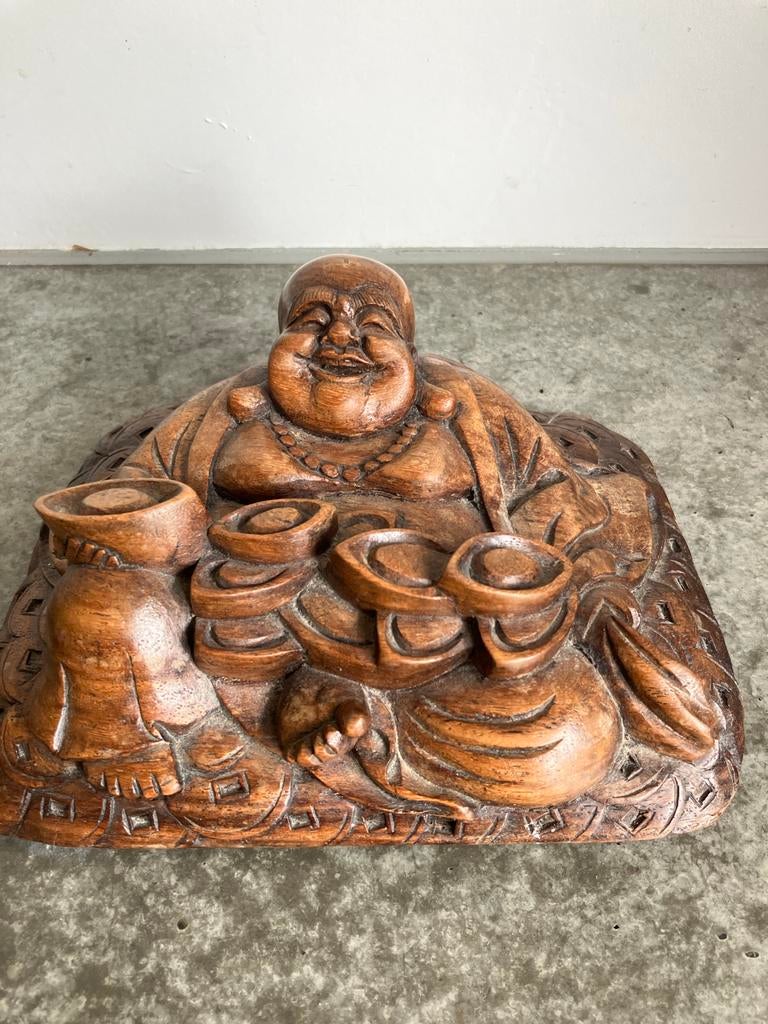 Handgemaakte Boeddha uit Bali - Uniek Houtsnijwerk, Houtsnijwerk, Ophalen of Verzenden, Handgemaakt, 20 - 50 cm