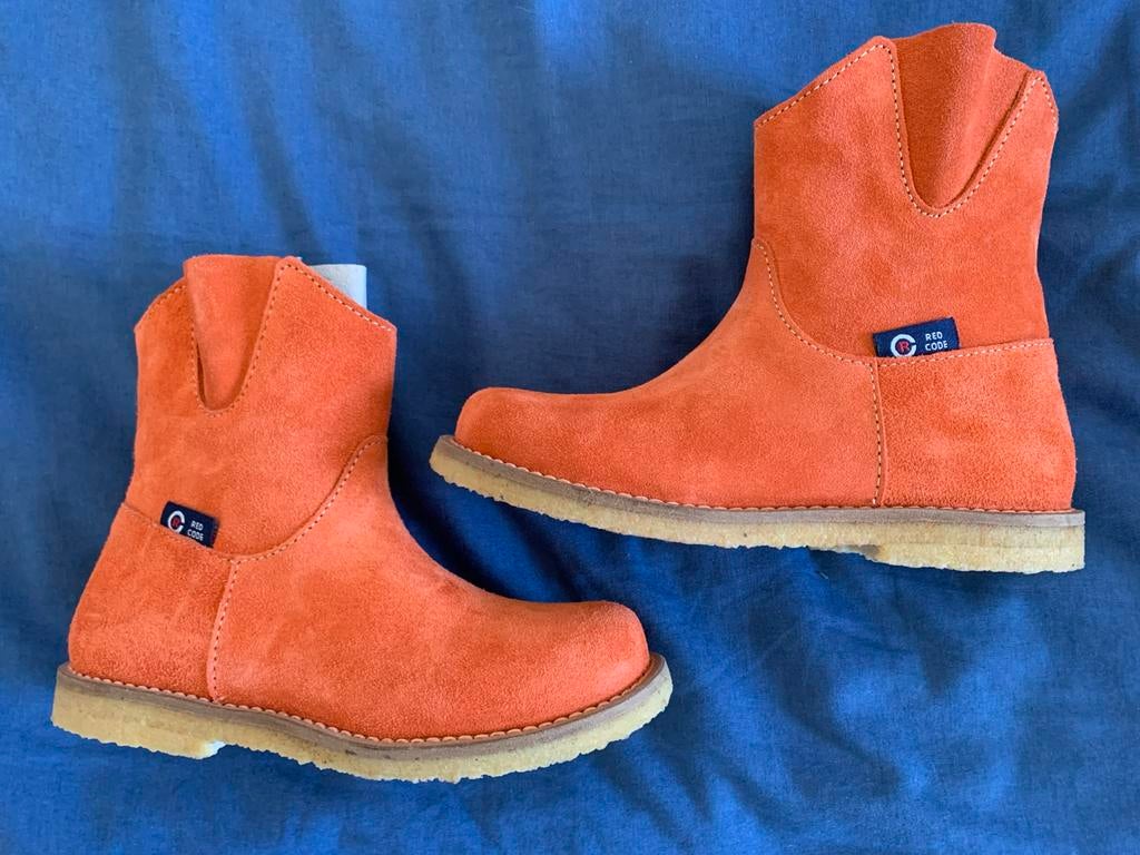 Prachtige nieuwe oranje leren laarsjes van Red Code (26&28), Ophalen, Meisje, Nieuw, Laarzen